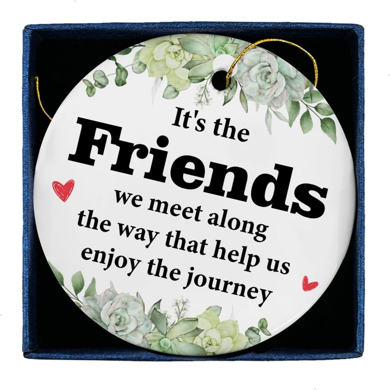 ZOSAN Friends Chrismas Ceramic Ornament, Friendship Gifts for Women Men Besties Soul Sister BFF, Friends We Meet Along The Way Ornament - Image 1